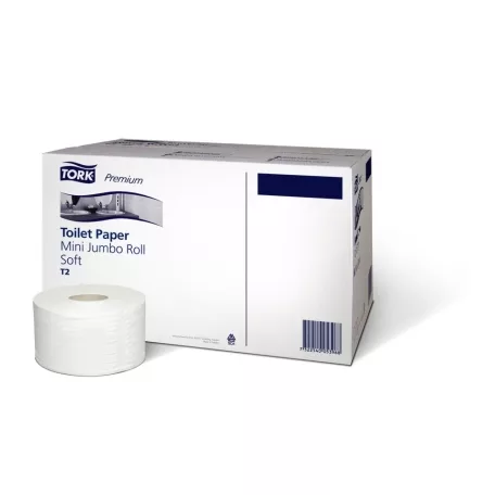 Tork Premium mini jumbo toalettpapír, soft, fehér, exkluzív mintával, T2 rendszerhez 110253