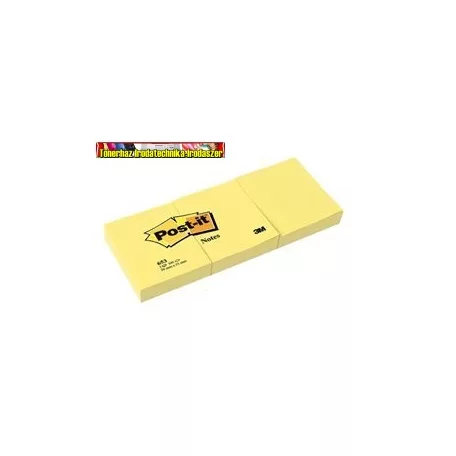 3M 653 POST-IT,Öntapadó jegyzettömb, 38x51 mm, 100 lap,  sárga